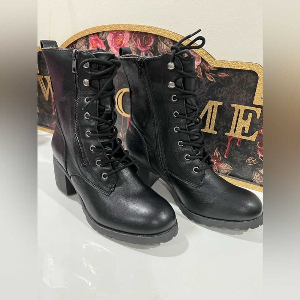 Sun + Stone Frankiee Lace-Up Lug Combat Booties